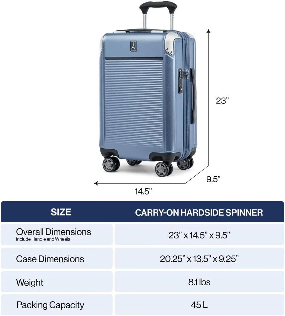 چمدان چرخشی بزرگ و سخت Travelpro Platinum Elite با قابلیت افزایش فضا و قفل TSA، بدنه سخت پلی کربنات