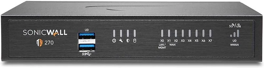دستگاه امنیتی SonicWALL TZ270: پهنای باند 750 مگابیت بر ثانیه UTM، 1-10 کاربر، 50 VPN، 750,000 نشست، 8x 1GbE، 2x USB 3.0، مشکی | 02-SSC-2821