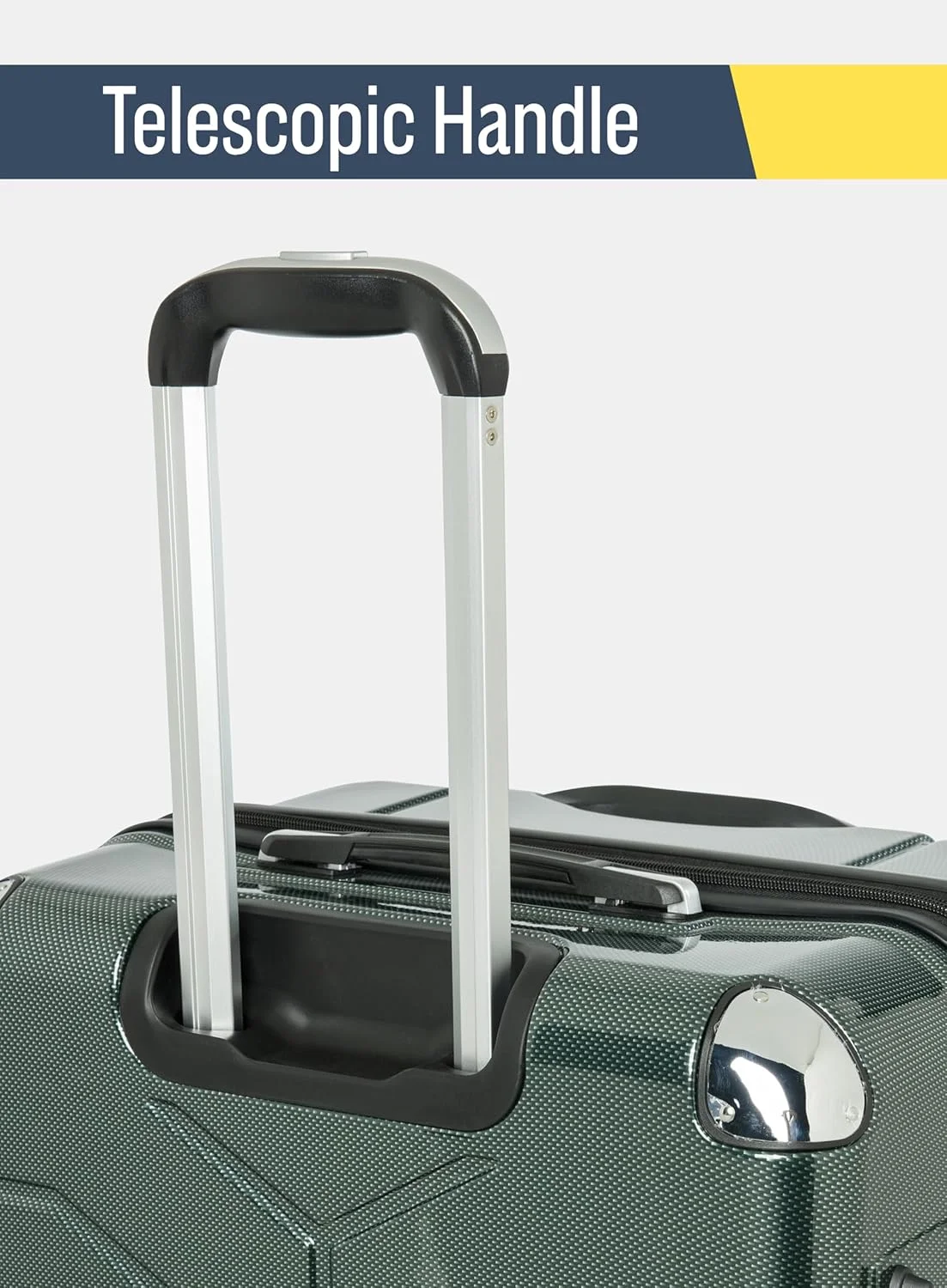 چمدان کابین ۲۰ اینچی | چمدان سخت ABS با لایه قابل افزایش | چمدان سبک وزن با چرخ های اسپینر ۳۶۰ درجه و دسته تلسکوپی - (سبز تیره)