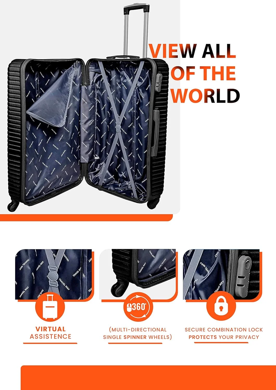 چمدان بزرگ و سبک وزن - بدنه سخت و بادوام، سایز ۳۲ اینچ، مناسب برای سفرهای یونیسکس | ABS بسیار بزرگ با ۴ چرخ گردان (سایز ۳۲ اینچ (۸۲ سانتی متر)، مشکی)