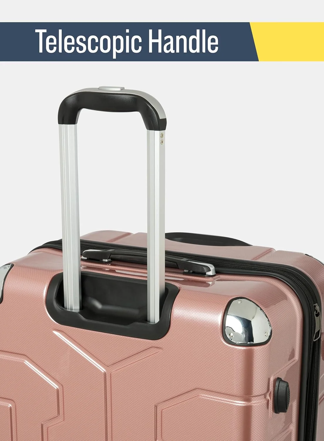 چمدان کابین ۲۰ اینچی | چمدان سخت ABS با لایه قابل افزایش | چمدان سبک وزن با چرخ های اسپینر ۳۶۰ درجه و دسته تلسکوپی - (رزگلد)
