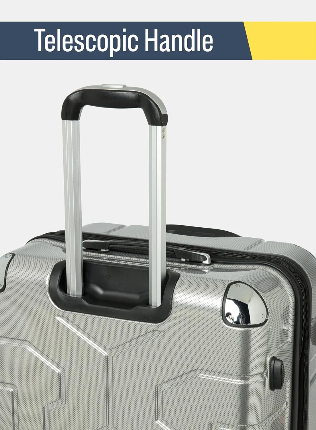 چمدان کابین ۲۰ اینچی | چمدان سخت ABS با لایه قابل افزایش | چمدان سبک وزن با چرخ های اسپینر ۳۶۰ درجه و دسته تلسکوپی - (خاکستری روشن)