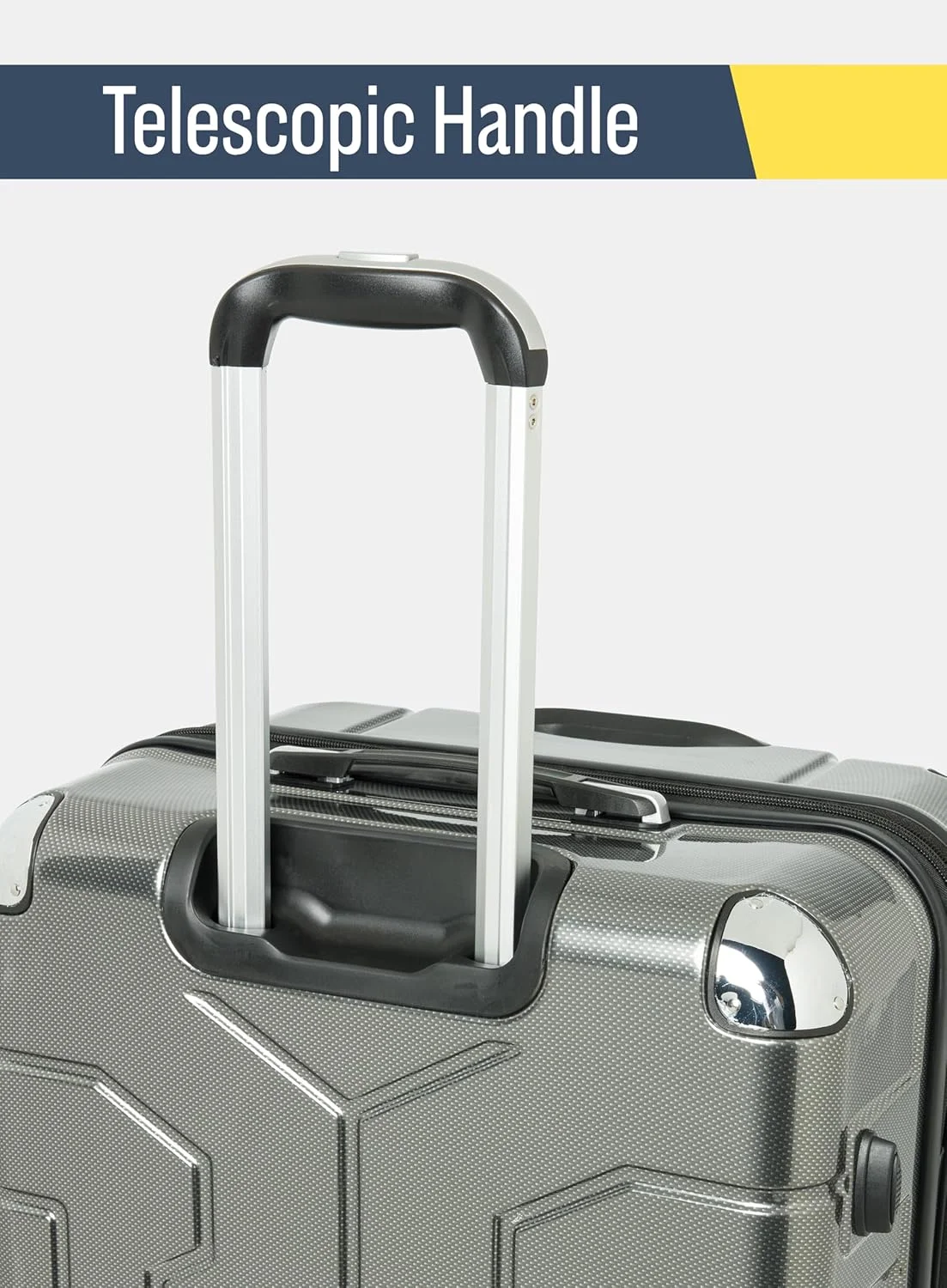 چمدان کابین ۲۰ اینچی | چمدان سخت ABS با لایه قابل افزایش | چمدان سبک وزن با چرخ های چرخشی ۳۶۰ درجه و دسته تلسکوپی - (خاکستری تیره)