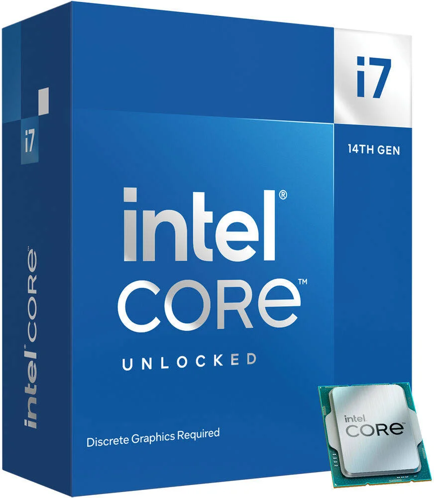 پردازنده اینتل Core i7-14700KF با فرکانس 3.4 گیگاهرتز، 20 هسته، سوکت LGA 1700، نسل چهاردهم، 20 هسته و 28 رشته، حافظه کش 30 مگابایت، حداکثر فرکانس توربو 5.6 گیگاهرتز، حافظه دو کاناله DDR5-5600 / حداکثر حافظه 192 گیگابایت | BX8071514700KFSRN3Y