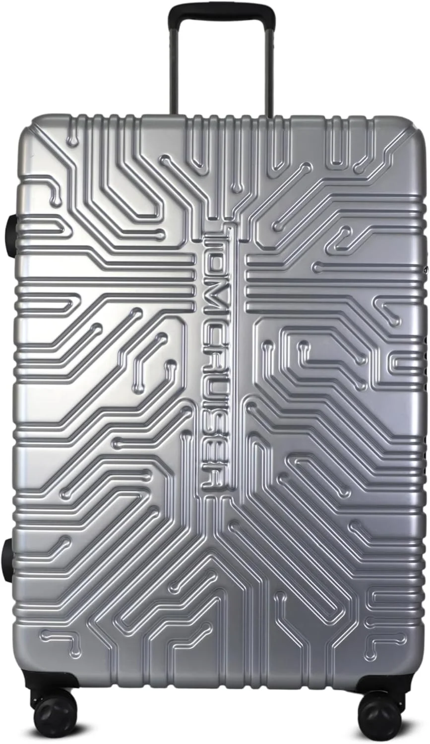 چمدان چرخ‌دار سخت 24 اینچی ماتریکس نقره‌ای – چمدان بادوام ABS+PC، چمدان مسافرتی سبک با چرخ‌های اسپینر بی‌صدا