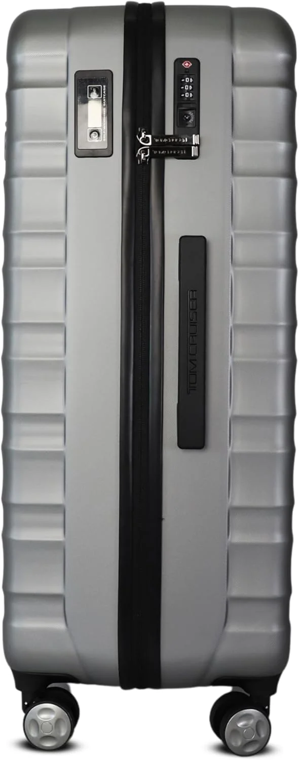 ترولی هوشمند چمدان سخت 20 اینچی نقره ای – چمدان وزن دار هوشمند با چرخ های دوبل، چمدان مسافرتی بادوام و سبک