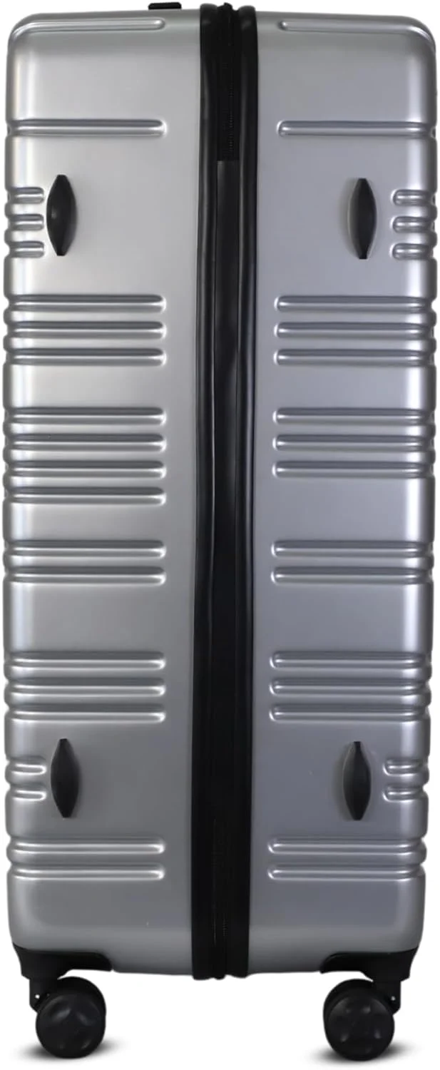 چمدان چرخ‌دار سخت 24 اینچی ماتریکس نقره‌ای – چمدان بادوام ABS+PC، چمدان مسافرتی سبک با چرخ‌های اسپینر بی‌صدا