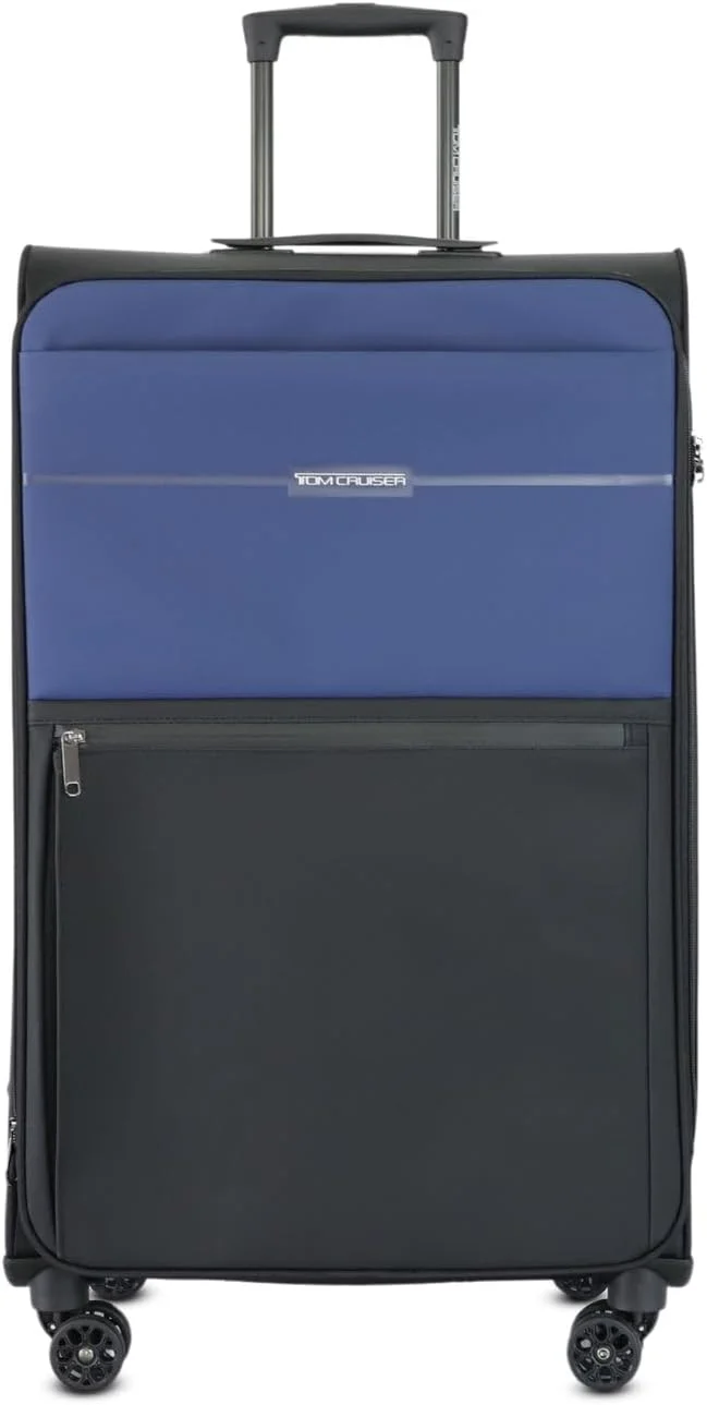 چمدان چرخدار نرم 20 اینچی آبی رنگ – کیف مسافرتی چرمی PU 600D با کیفیت عالی، چرخ‌های اسپینر بی‌صدا، سبک و بادوام