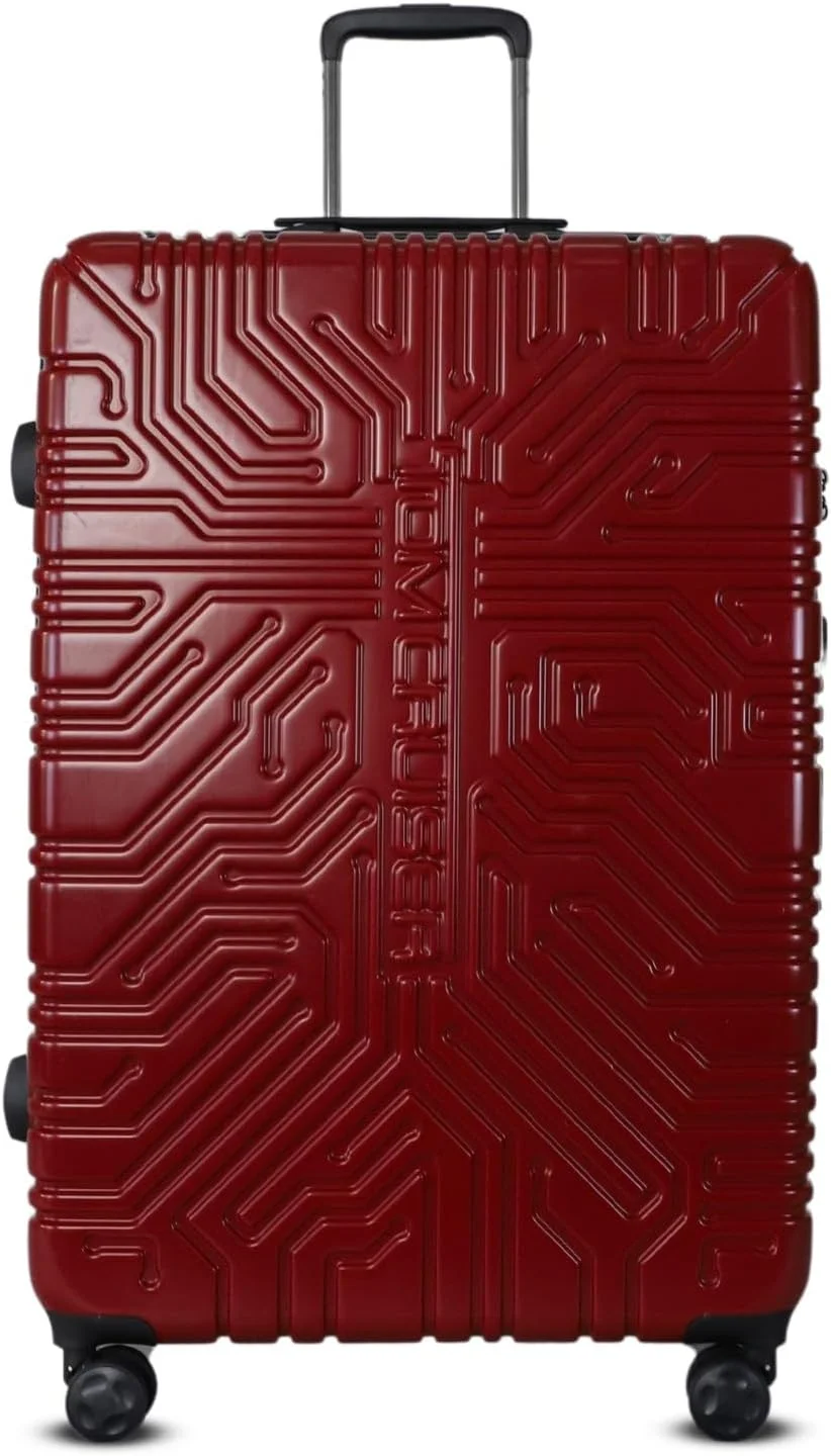 چمدان چرخ‌دار سخت 24 اینچی ماتریکس قرمز - چمدان بادوام ABS+PC، چمدان مسافرتی سبک وزن با چرخ‌های اسپینر بی‌صدا