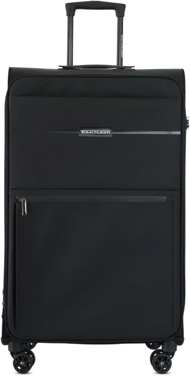 ترولی چمدان نرم 20 اینچی مشکی Legacy – چمدان مسافرتی چرم PU 600D با کیفیت عالی با چرخ های اسپینر بی صدا، سبک و بادوام