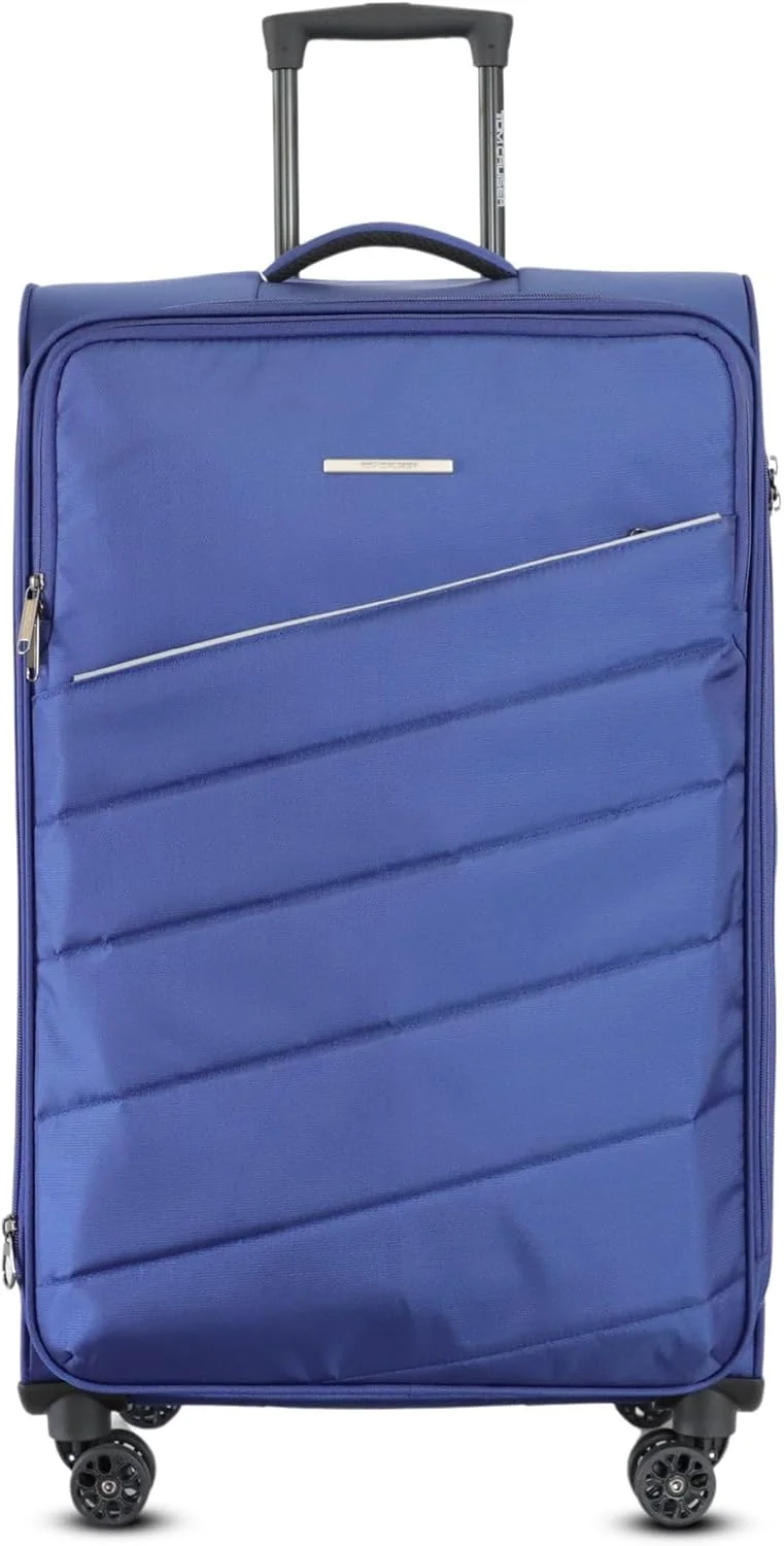 چمدان چرخ‌دار نرم 28 اینچی آبی - چمدان مسافرتی شیک و بادوام با چرخ‌های اسپینر بی‌صدا، سبک و جادار