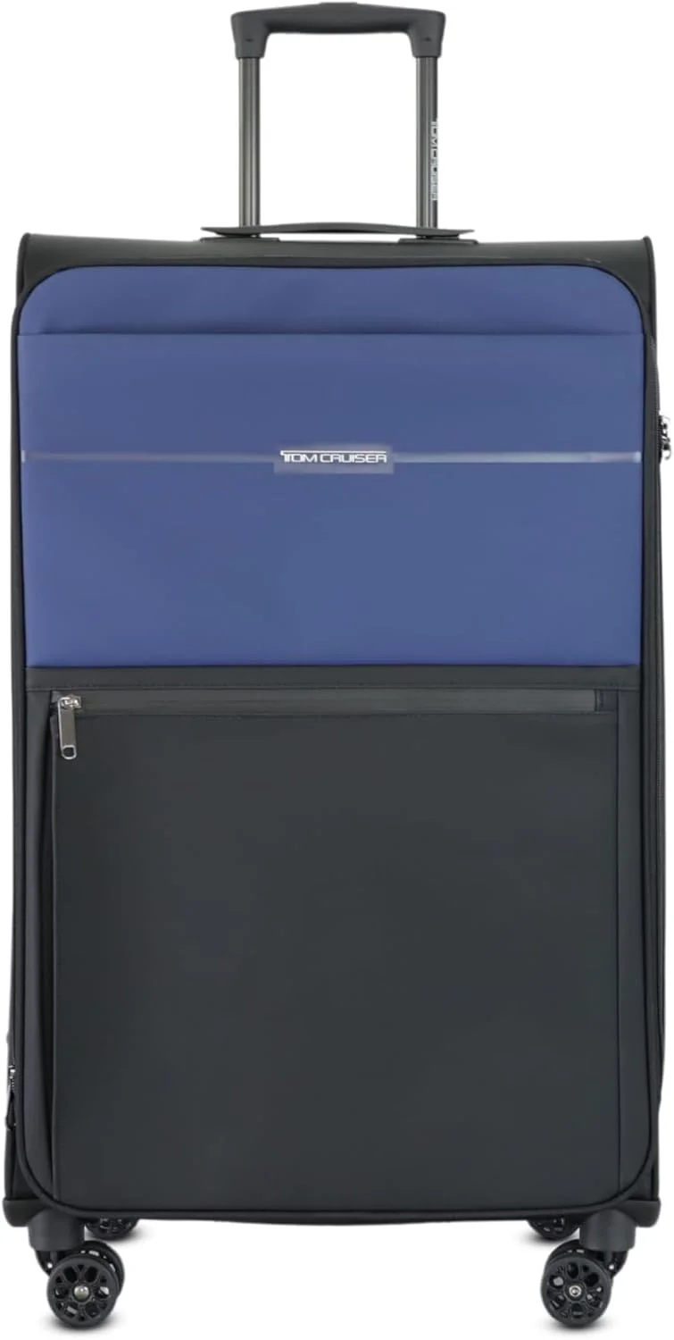 چمدان چرخ‌دار نرم 28 اینچی آبی رنگ – کیف مسافرتی چرمی PU 600D با کیفیت عالی با چرخ‌های اسپینر بی‌صدا، سبک و بادوام