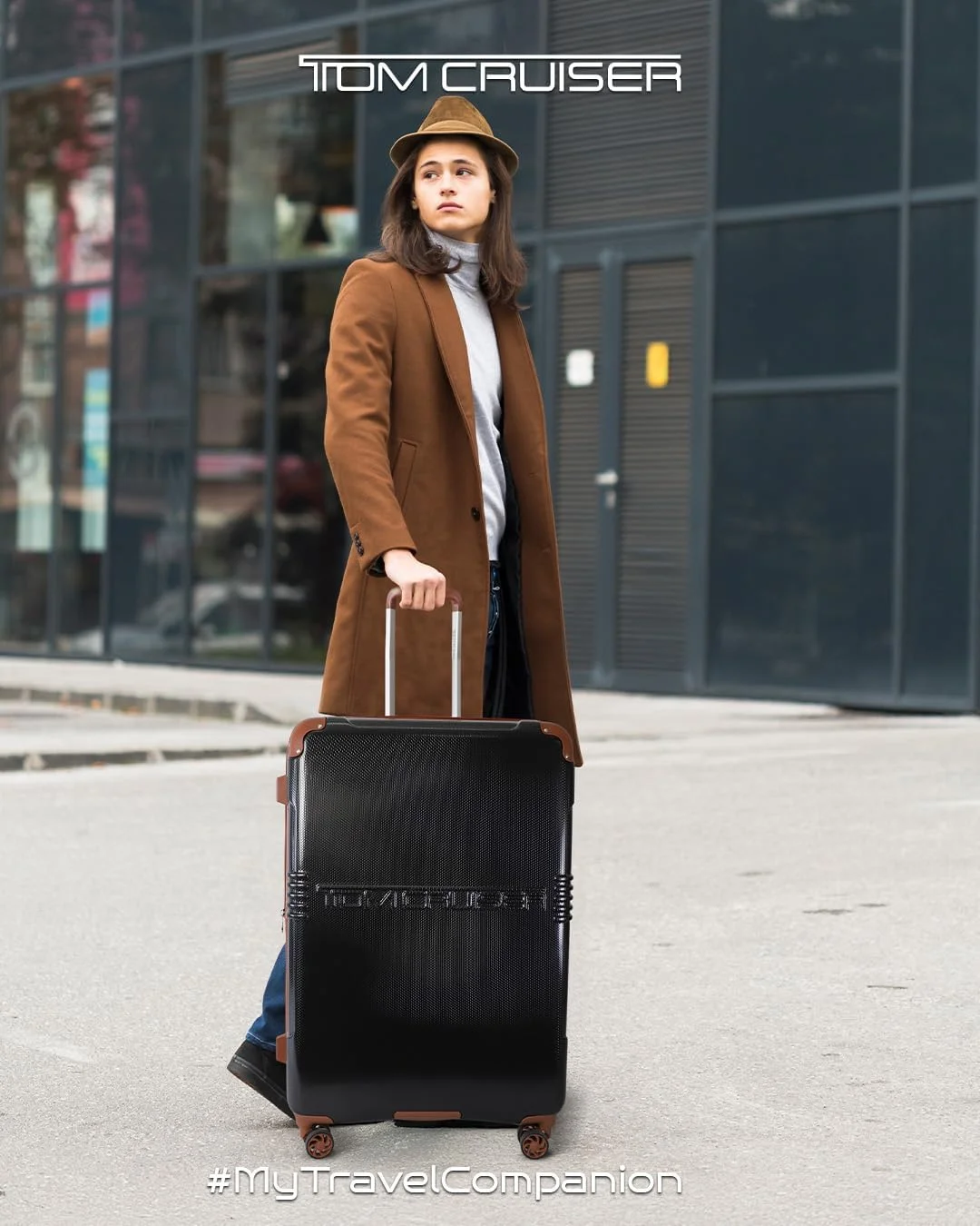 ترولی سخت بدنه گرند تور سایز 20 اینچ به همراه کیف آرایشی 16 اینچ مشکی - چمدان بادوام ABS+PC، چمدان مسافرتی سبک وزن با چرخ های اسپینر بی صدا