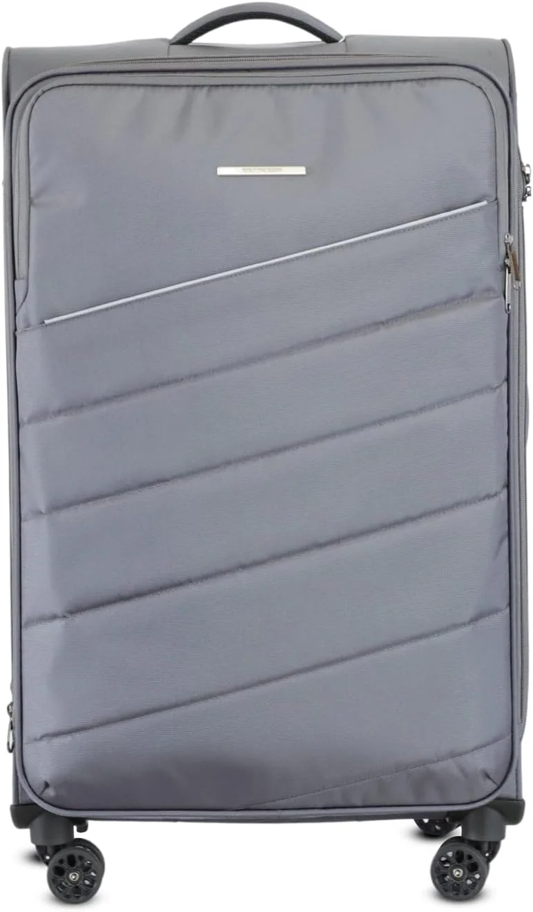 چمدان چرخ دار نرم 20 اینچی الیت خاکستری - چمدان مسافرتی نایلونی 680D بادوام با چرخ های اسپینر بی صدا، سبک و محکم