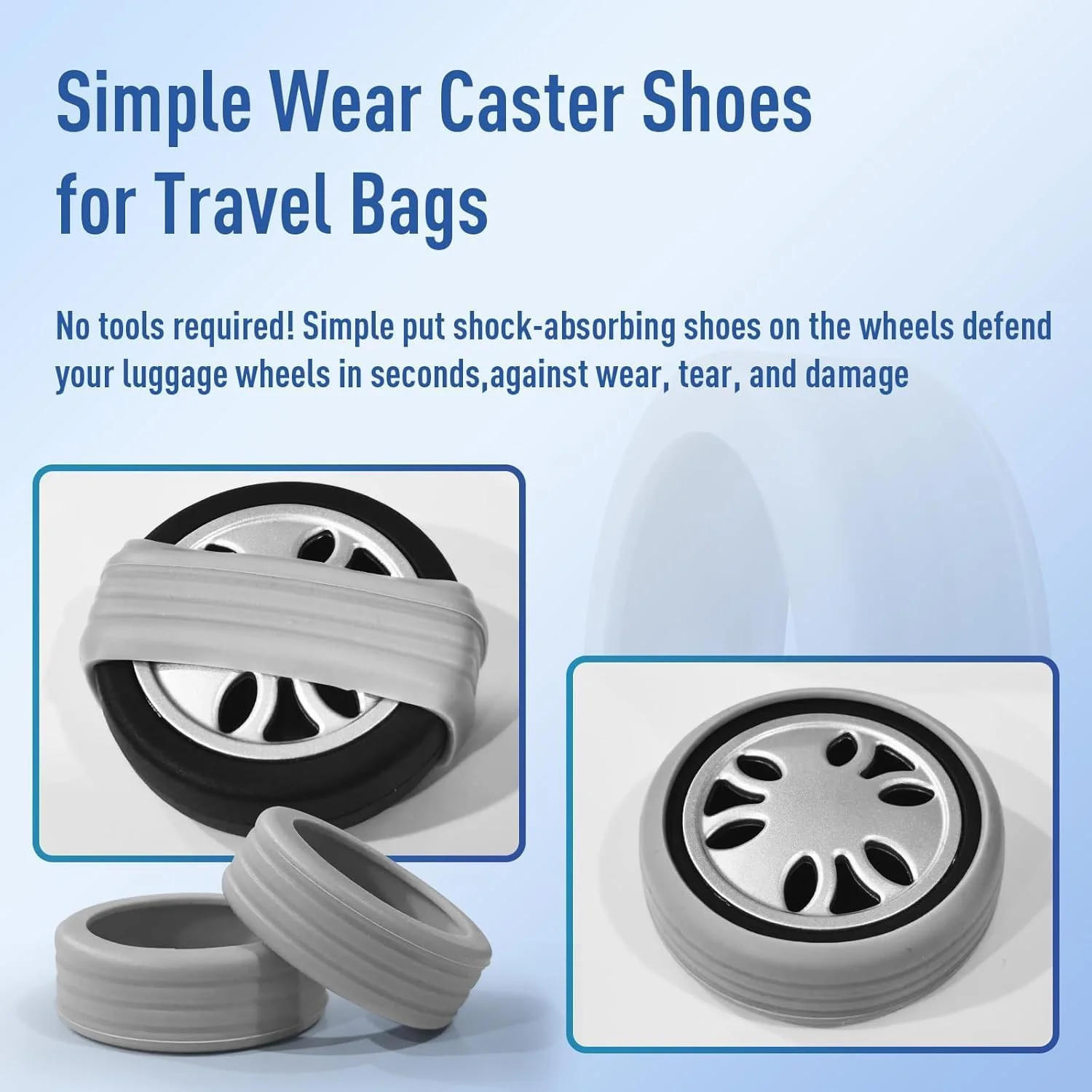 محافظ چرخ چمدان سیلیکونی تزویق، بسته 10 عددی، محافظ های جهانی بی صدا برای چمدان و چرخ دستی، کلاهک های ضد لغزش جلوگیری از خراش (خاکستری)