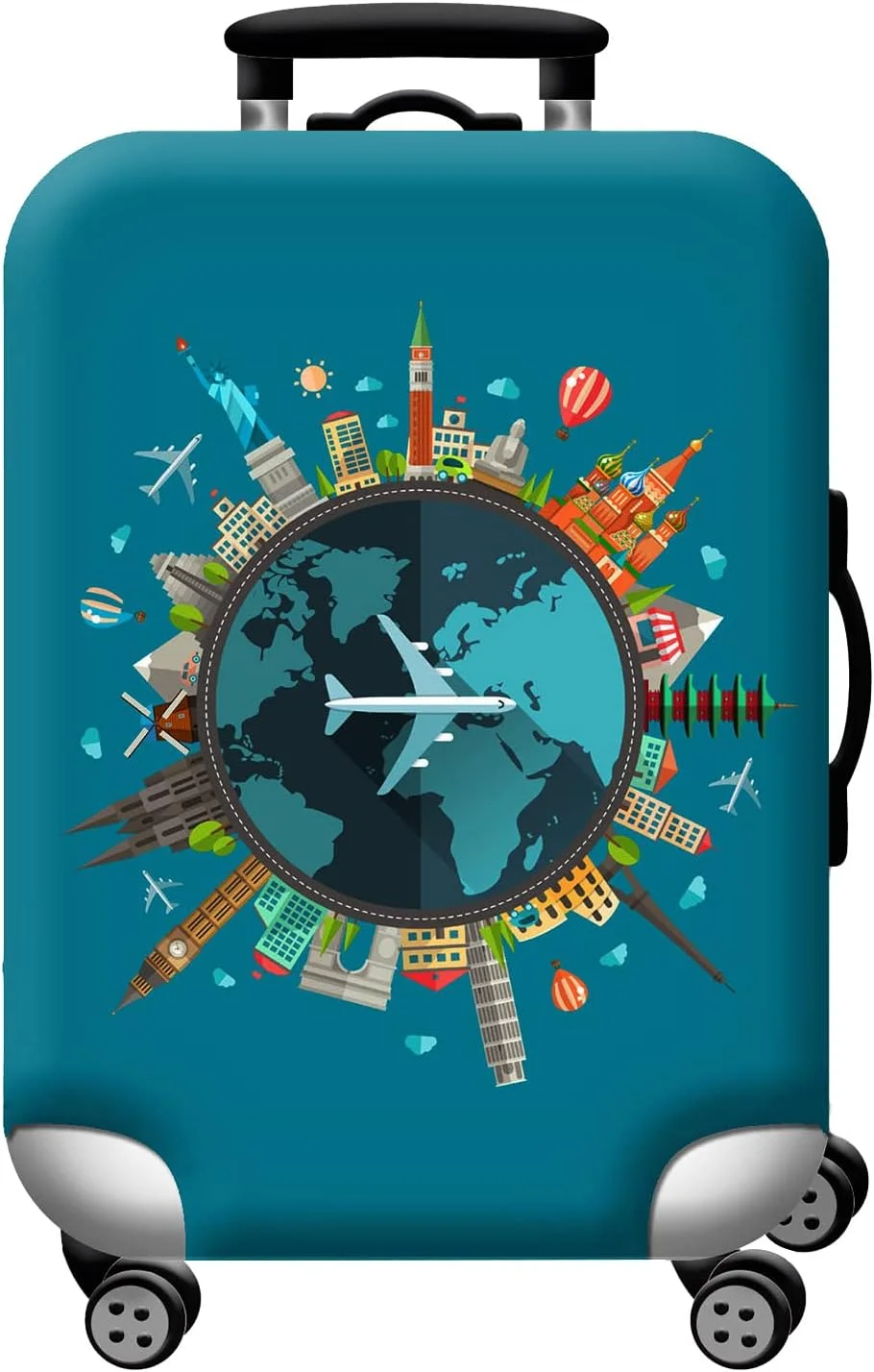 روکش چمدان مسافرتی T Tersely، محافظ چمدان اسپندکس، روکش های چمدان قابل شستشو (مناسب چمدان 48cm/18"-80cm/30") محافظ چمدان کشسان ممتاز - Go Travel (H302, M（58cm/22"-63cm/24"）)