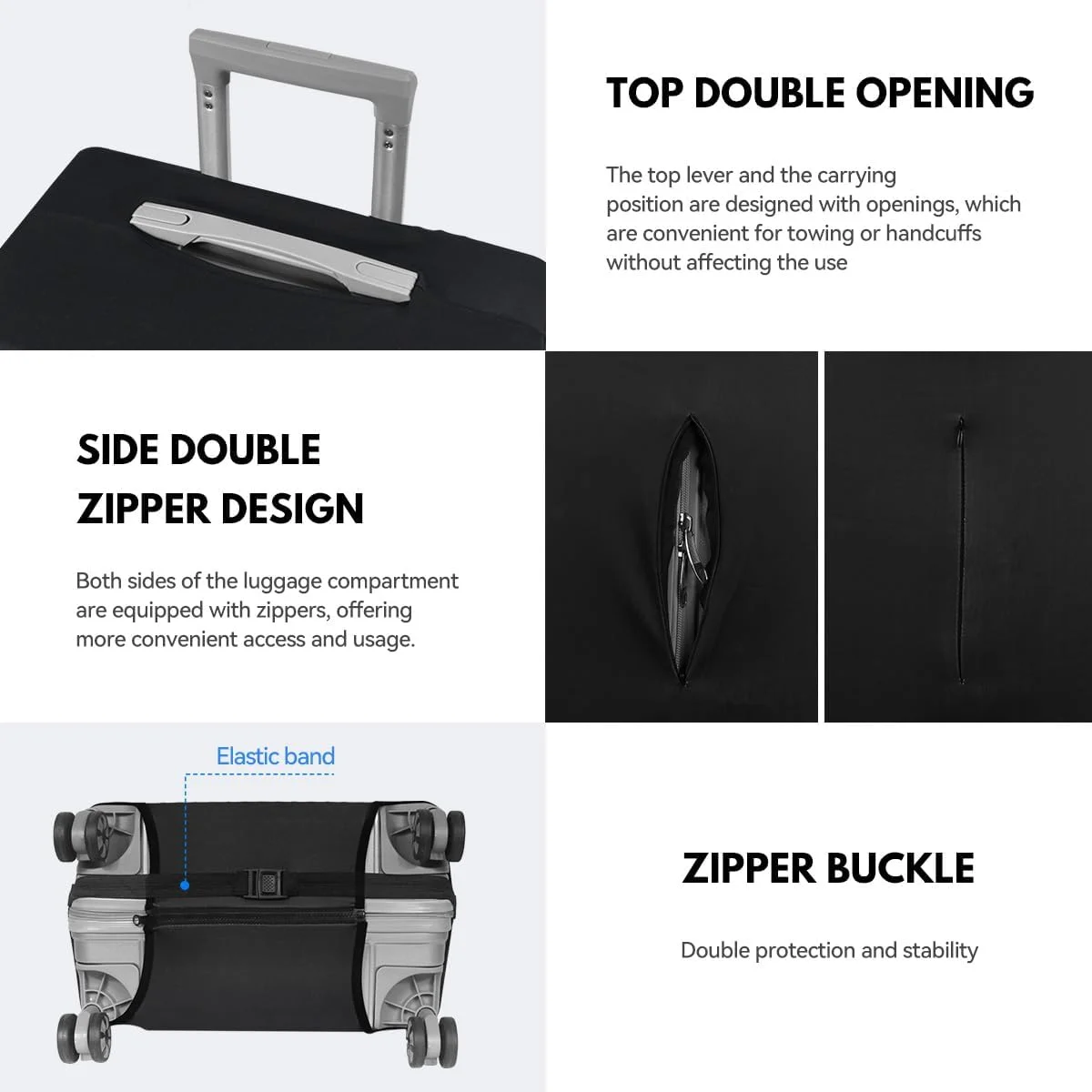 روکش چمدان مسافرتی T Tersely، محافظ چمدان اسپندکس، روکش های چمدان قابل شستشو (مناسب چمدان 48cm/18"-80cm/30") محافظ چمدان کشسان ممتاز - Go Travel (H302, M（58cm/22"-63cm/24"）)