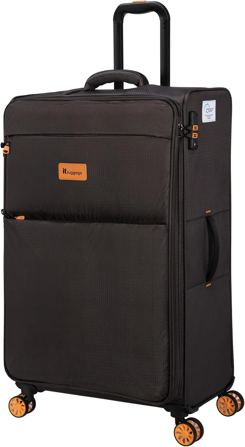 چمدان IT Luggage – چمدان‌های نرم با چرخ‌های اسپینر، دسته تلسکوپی و زیپ‌های ضد گیر (130 لیتر، ست مسافرتی سبک وزن) (قهوه ای، سایز بزرگ 32 اینچ)