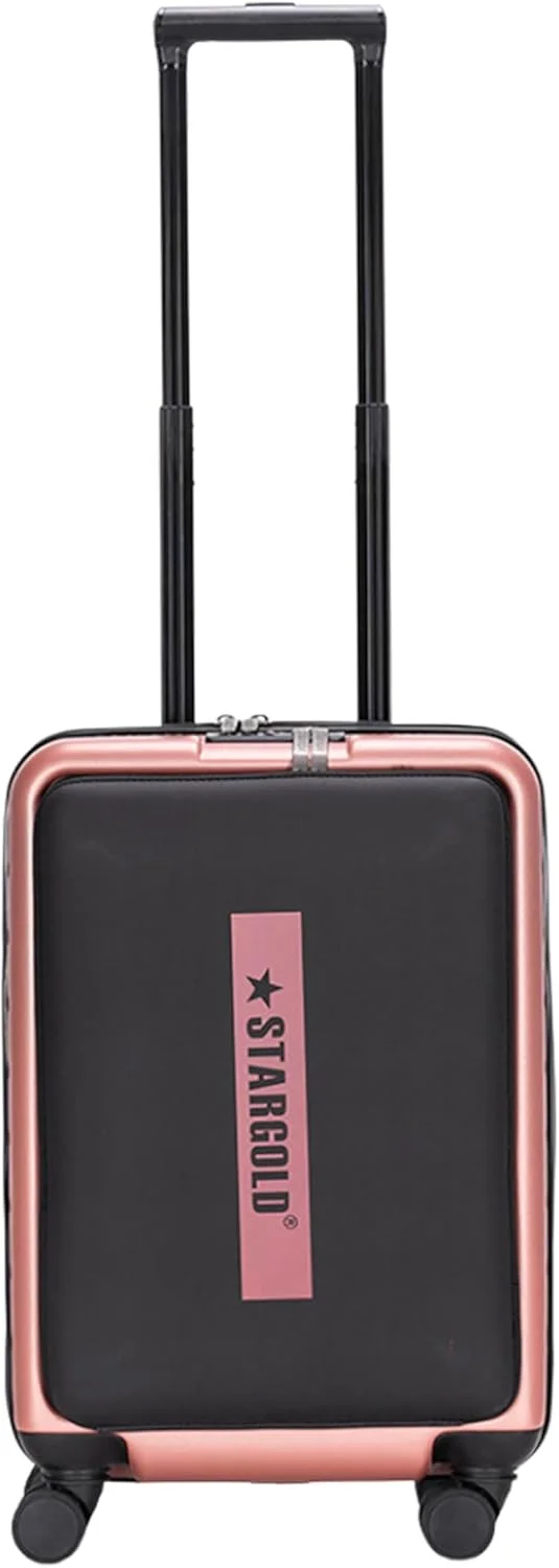 چمدان چرخدار 20 اینچی STARGOLD ABS با جیب جلویی، چند جهته، چهار چرخ دوبل، با قفل TSA مدل T70D