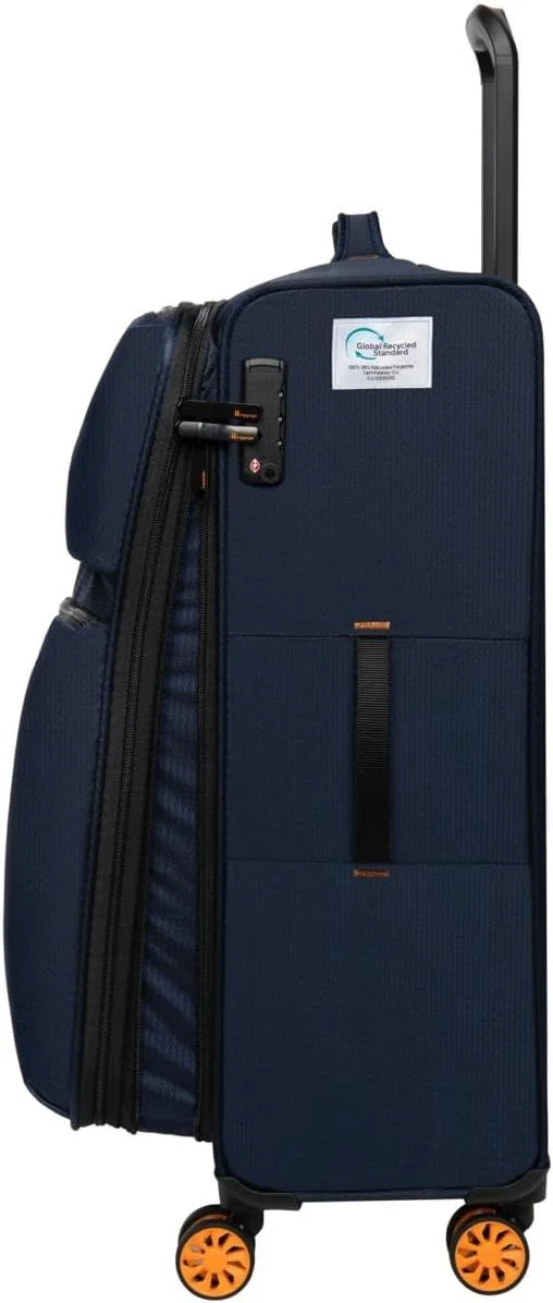 چمدان کابین IT - چمدان های نرم با چرخ های اسپینر، دسته تلسکوپی و زیپ های ضد گیر (44 لیتر، ست مسافرتی سبک وزن) (سرمه ای، سایز کابین کوچک 21 اینچ)