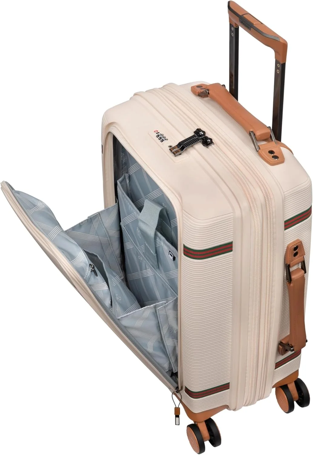 چمدان کابین سایز IT – چمدان هارد شل با چرخ های اسپینر، دسته تلسکوپی و زیپ های ضد گیر (57 لیتر، ست مسافرتی سبک وزن) (کرم، سایز کوچک 21 اینچ)
