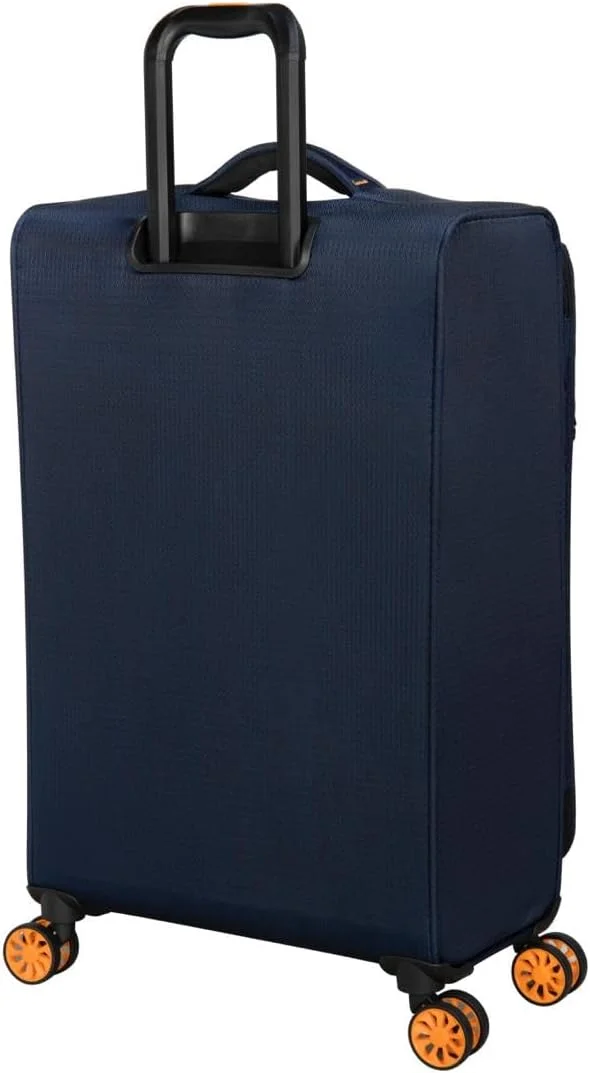چمدان کابین IT - چمدان های نرم با چرخ های اسپینر، دسته تلسکوپی و زیپ های ضد گیر (44 لیتر، ست مسافرتی سبک وزن) (سرمه ای، سایز کابین کوچک 21 اینچ)