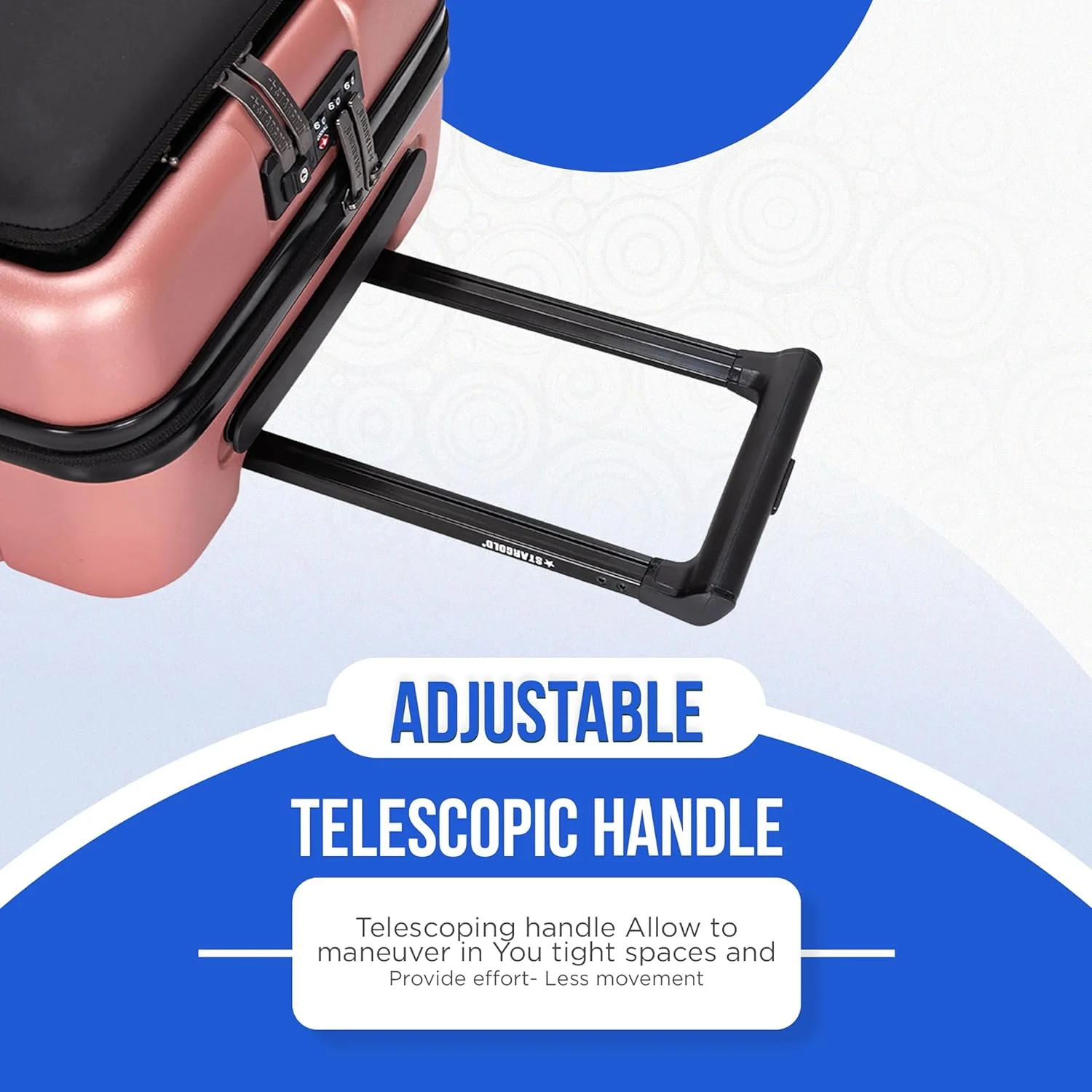 چمدان چرخدار 20 اینچی STARGOLD ABS با جیب جلویی، چند جهته، چهار چرخ دوبل، با قفل TSA مدل T70D