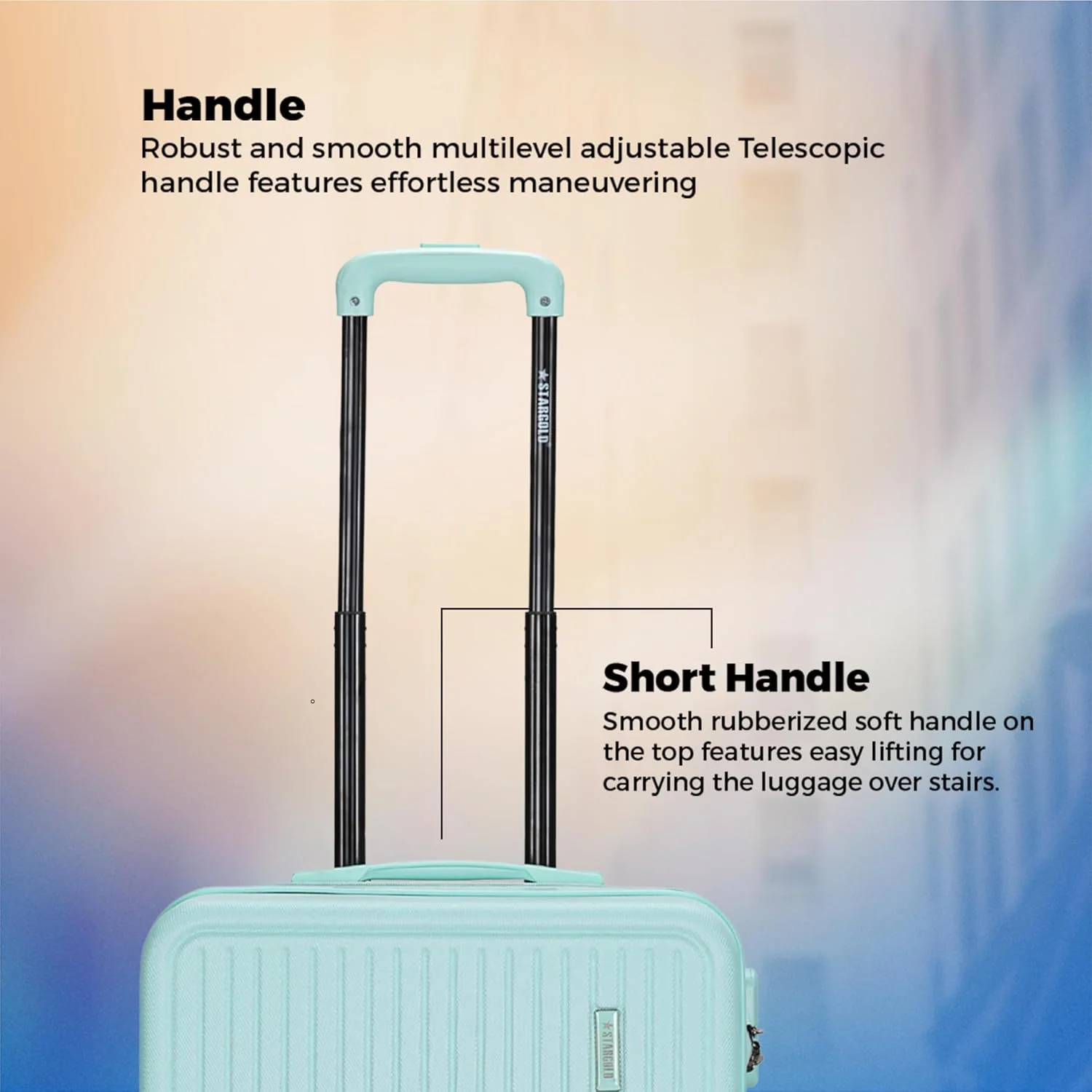 چمدان کابین سایز 16 اینچی استارگلد مدل T81D C نعنایی با 4 چرخ گردان