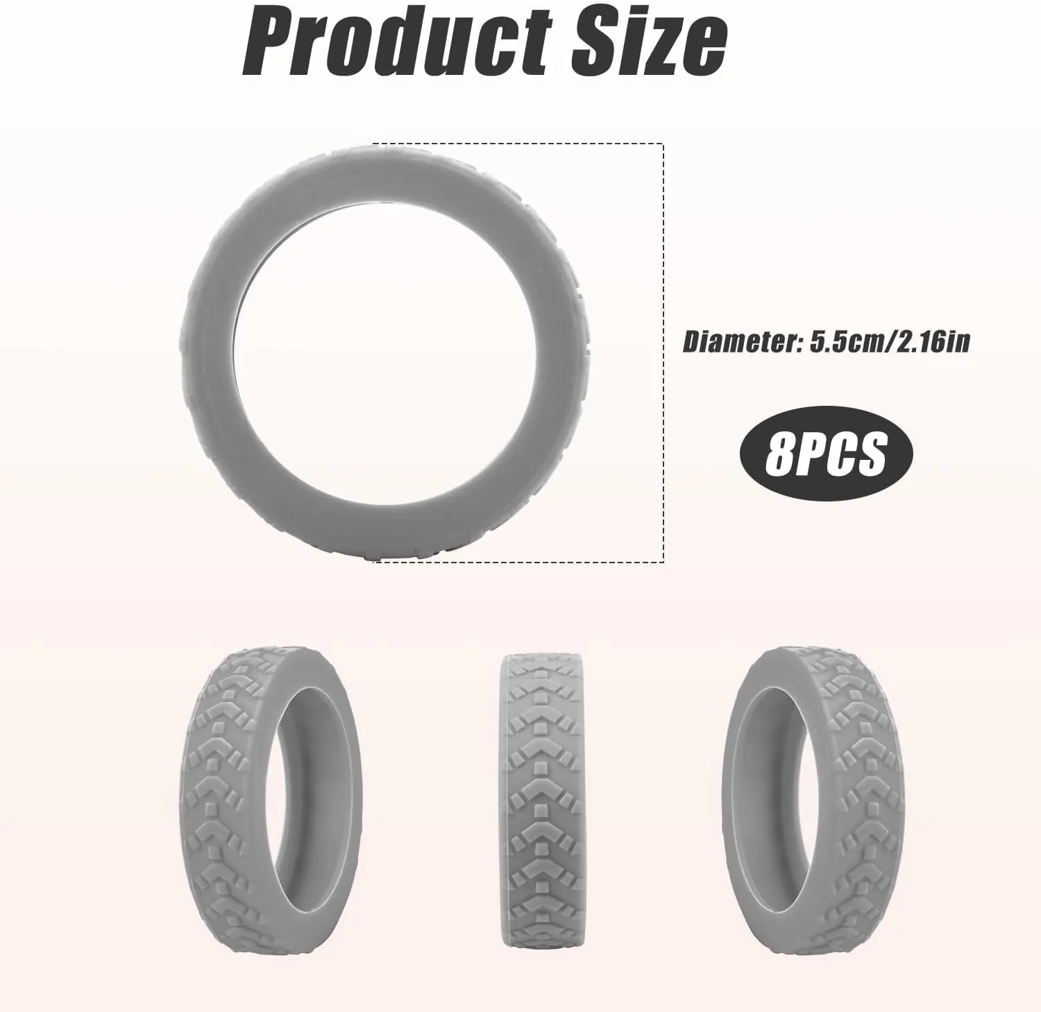 آزونه، روکش چرخ چمدان 8 عددی، محافظ چرخ چمدان سیلیکونی مقاوم در برابر سایش و کاهش دهنده صدا، جایگزین چرخ چمدان برای اکثر چمدان ها (8، خاکستری)