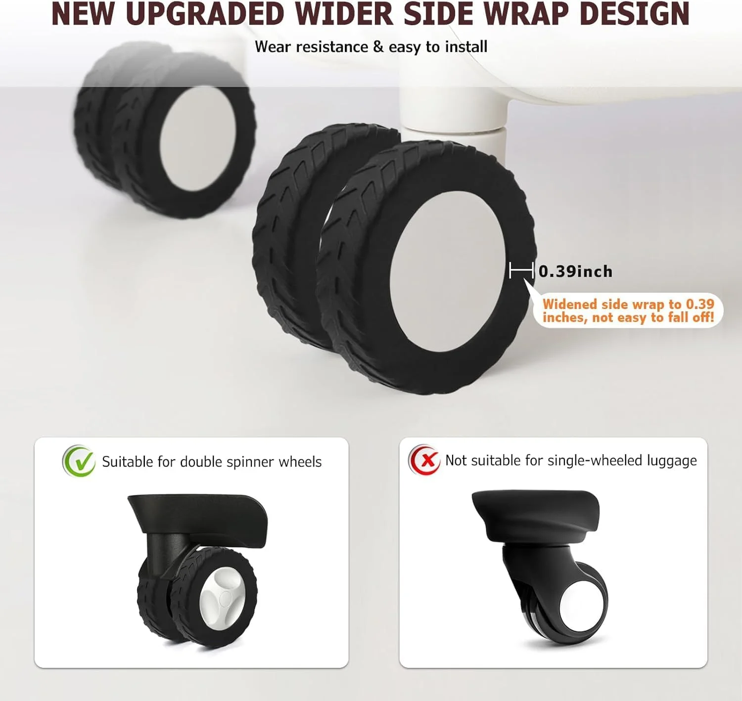 روکش چرخ چمدان 8 عددی، روکش سیلیکونی چرخ چمدان برای چرخ های گردان 2 تا 2.4 اینچی، محافظ چرخ های چمدان دستی، ارتقاء محافظ چرخ های چمدان، لوازم جانبی ضروری سفر (مشکی) روکش چرخ چمدان 8 عددی، روکش سیلیکونی چرخ چمدان برای چرخ های گردان 2 تا 2.4 اینچی، محافظ چرخ های چمدان دستی، ارتقاء محافظ چرخ های چمدان، لوازم جانبی ضروری سفر (مشکی)