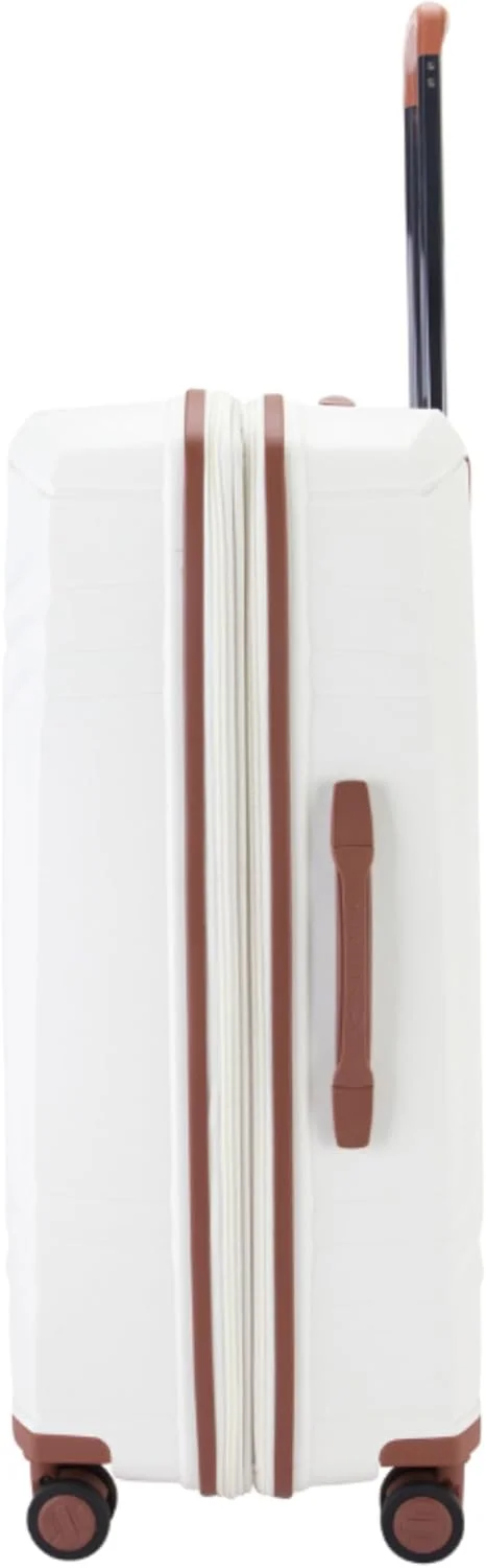 چمدان نشکن سونادا، مناسب برای آقایان و بانوان، دارای زیپ دوبل، قابلیت افزایش حجم، قفل TSA و 4 چرخ دوبل سایلنت (سایز بزرگ 28 اینچ) (سفید)
