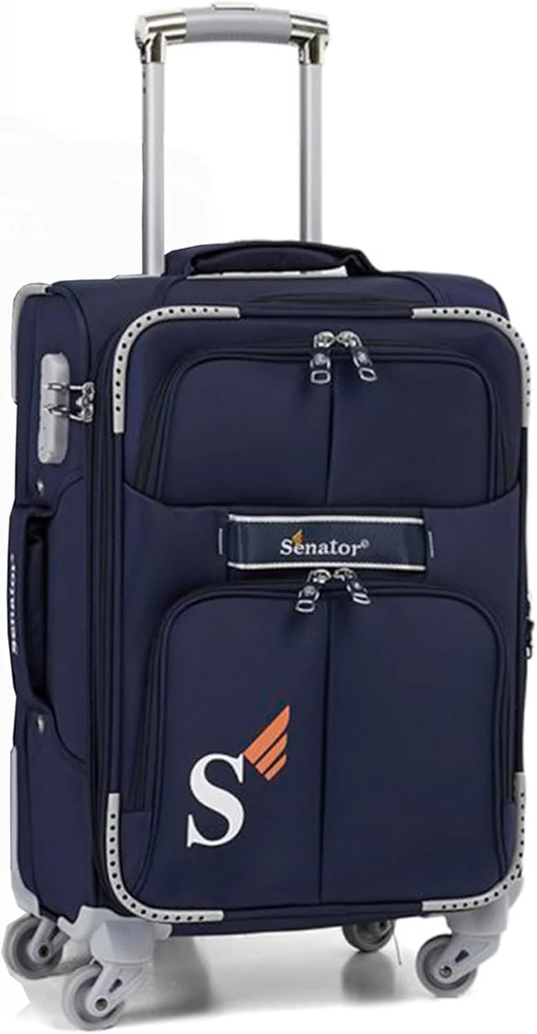 چمدان کابین سایز نرم سناتور - سایز کوچک 20 اینچی با قابلیت افزایش حجم، فوق العاده سبک با چرخ های اسپینر مدل 4 LL003 (سایز کابین 20 اینچ، سرمه ای)