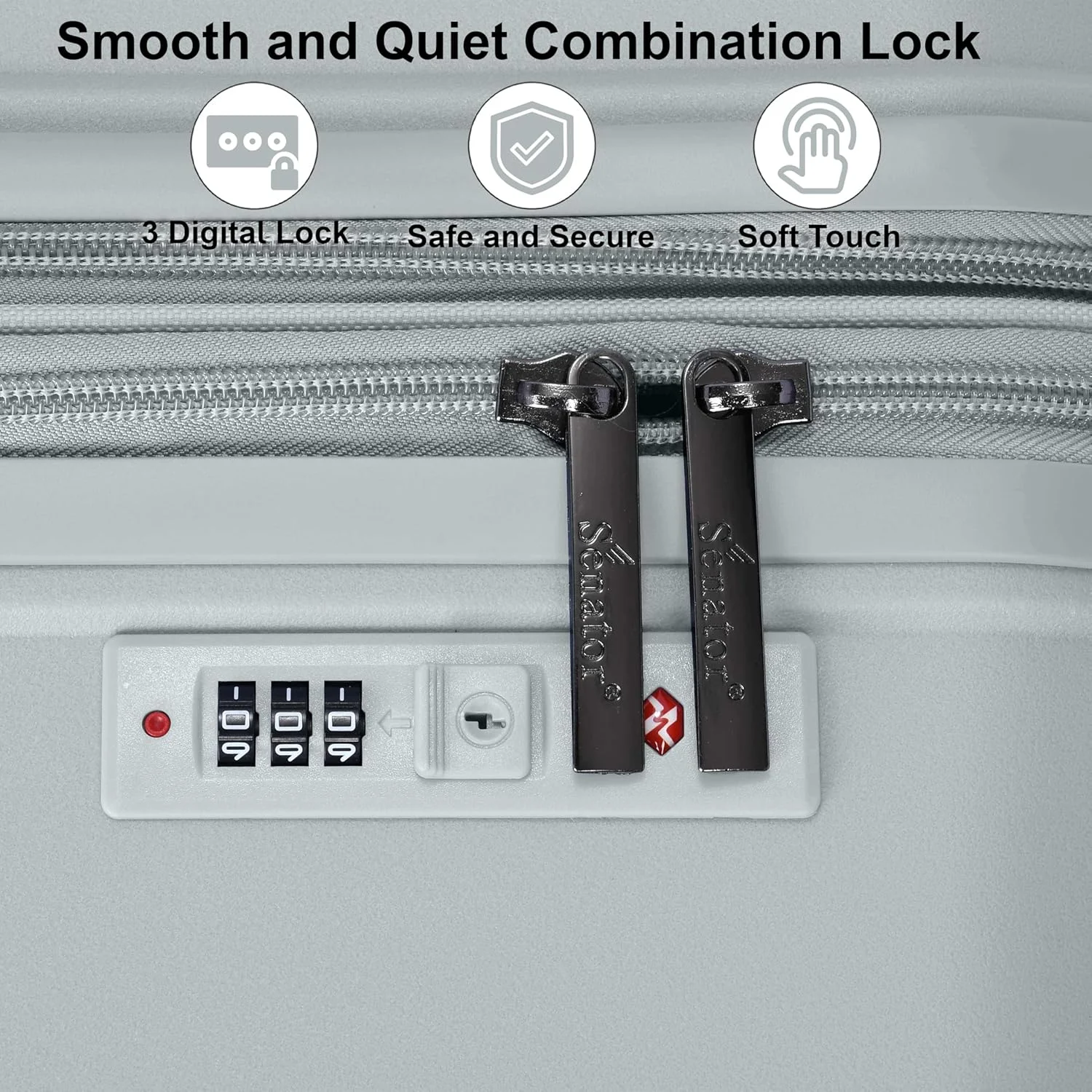 چمدان سخت بدنه سناتور، مناسب برای همه، با قابلیت افزایش حجم، سبک وزن، ترولی فشن PP با 4 چرخ دوبل اسپینر و زیپ های ایمن KH1006 (چمدان سایز بزرگ 28 اینچی، نقره ای)