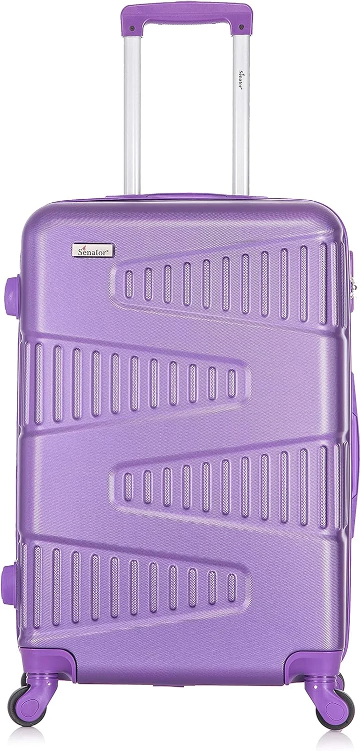 چمدان سخت و بادوام ABS سناتور، مناسب برای همه، کیف مسافرتی مدرن، چمدان ترولی با 4 چرخ گردان تکی و بی صدا مدل KH1075 (چمدان سایز بزرگ 24 اینچی، بنفش هایلایت)