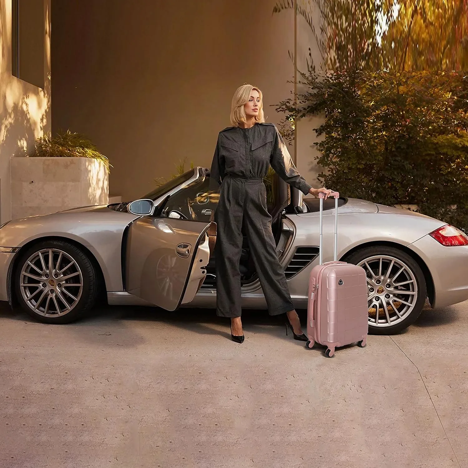 چمدان سایز بزرگ سبک وزن سناتور - چمدان بادوام با بدنه سخت 28 اینچی مدل A207 مناسب برای مسافرت | چمدان بزرگ با بدنه سخت و چرخ های اسپینر 4 تایی (چمدان سایز بزرگ 28 اینچی، رزگلد)