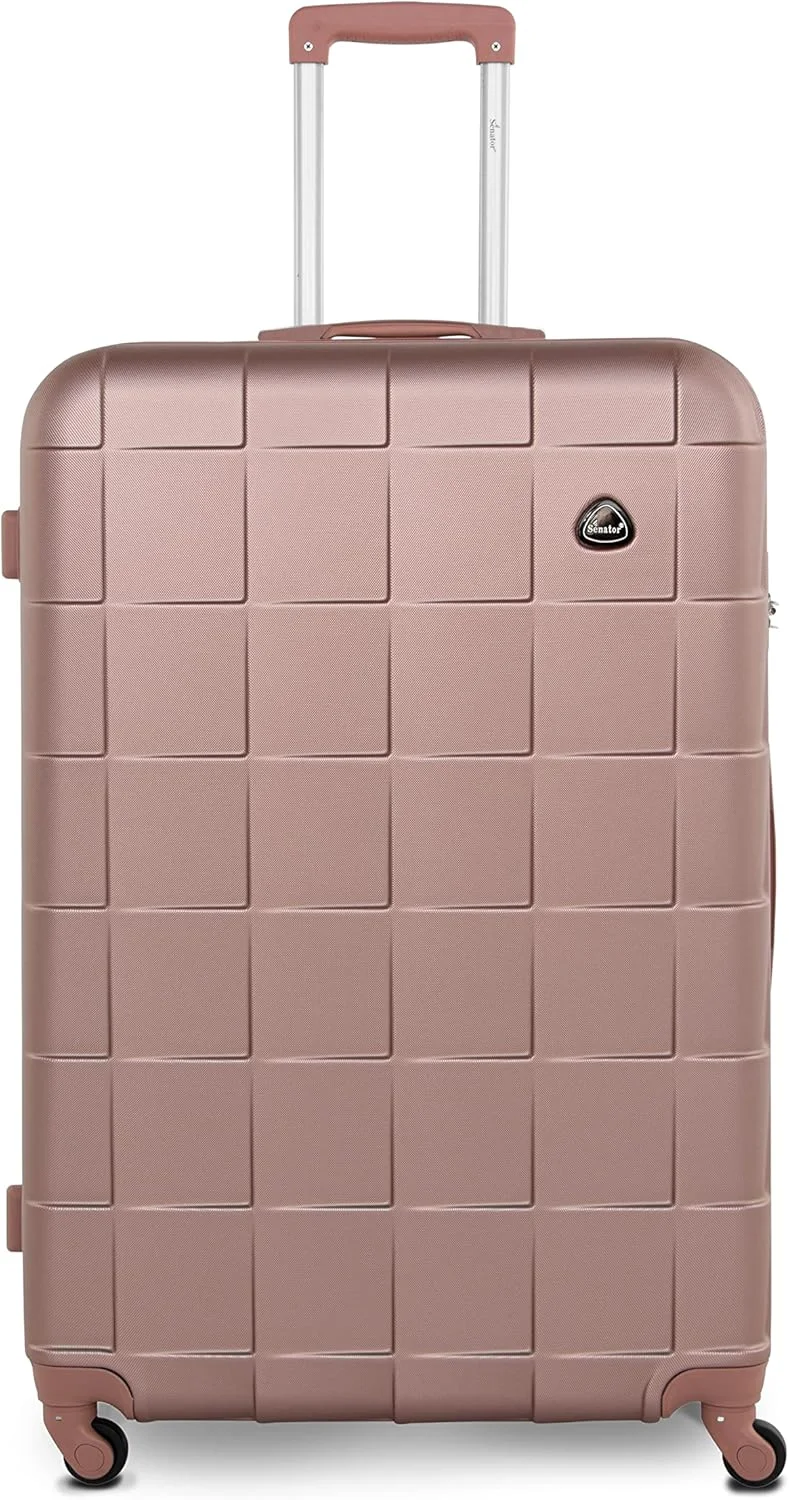 چمدان سایز بزرگ سبک وزن سناتور - چمدان بادوام با بدنه سخت 28 اینچی مدل A207 مناسب برای مسافرت | چمدان بزرگ با بدنه سخت و چرخ های اسپینر 4 تایی (چمدان سایز بزرگ 28 اینچی، رزگلد)