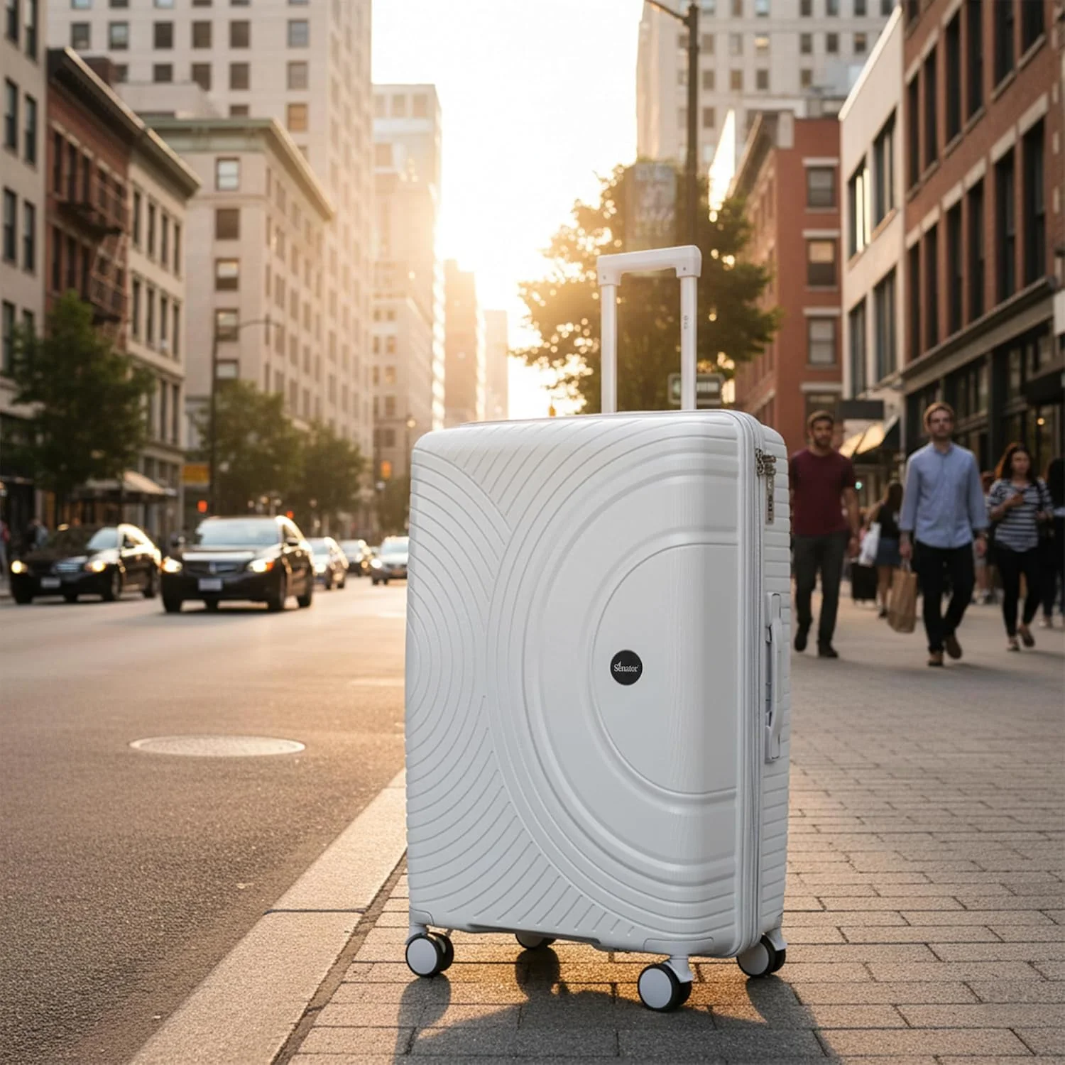 چمدان سخت بدنه یونی‌سکس سناتور، چمدان چرخ‌دار سبک وزن PP با طراحی مدرن، دارای 4 چرخ دوقلو با قابلیت چرخش 360 درجه و زیپ‌های ایمن KH1010 (چمدان سایز بزرگ 24 اینچ، خاکستری روشن)