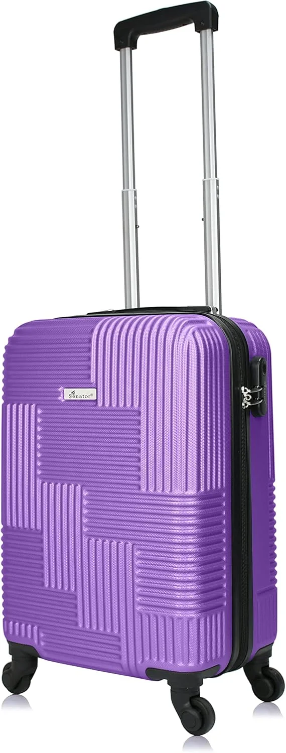 چمدان کابین سایز کوچک 20 اینچی Senator مدل KH110 با چرخ برای آقایان و بانوان | چمدان سبک وزن ABS با چرخ های اسپینر 4 (کابین سایز 20 اینچی، بنفش)