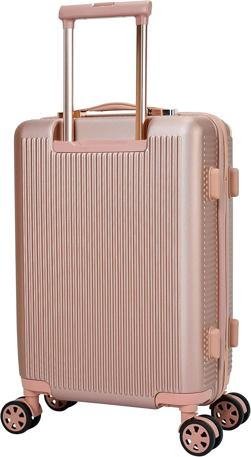 چمدان هارد کیس Senator مناسب برای هر دو جنس، ABS سبک وزن، 4 چرخ دوبل، قفل داخلی نوع TSA مدل A5123 (سایز کابین 20 اینچ، رزگلد)