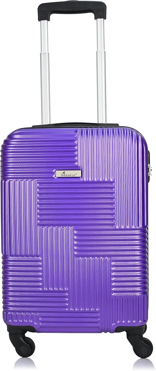 چمدان کابین سایز کوچک 20 اینچی Senator مدل KH110 با چرخ برای آقایان و بانوان | چمدان سبک وزن ABS با چرخ های اسپینر 4 (کابین سایز 20 اینچی، بنفش)