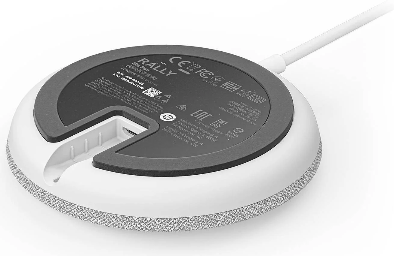 میکروفون رومیزی لاجیتک رالی، طراحی زیبا، کابل کشی ساده، 4 کندانسور چند جهته، محدوده دریافت صدا 4.5 متری، برای رالی، رالی بار و رالی بار مینی، سفید | 952-000038