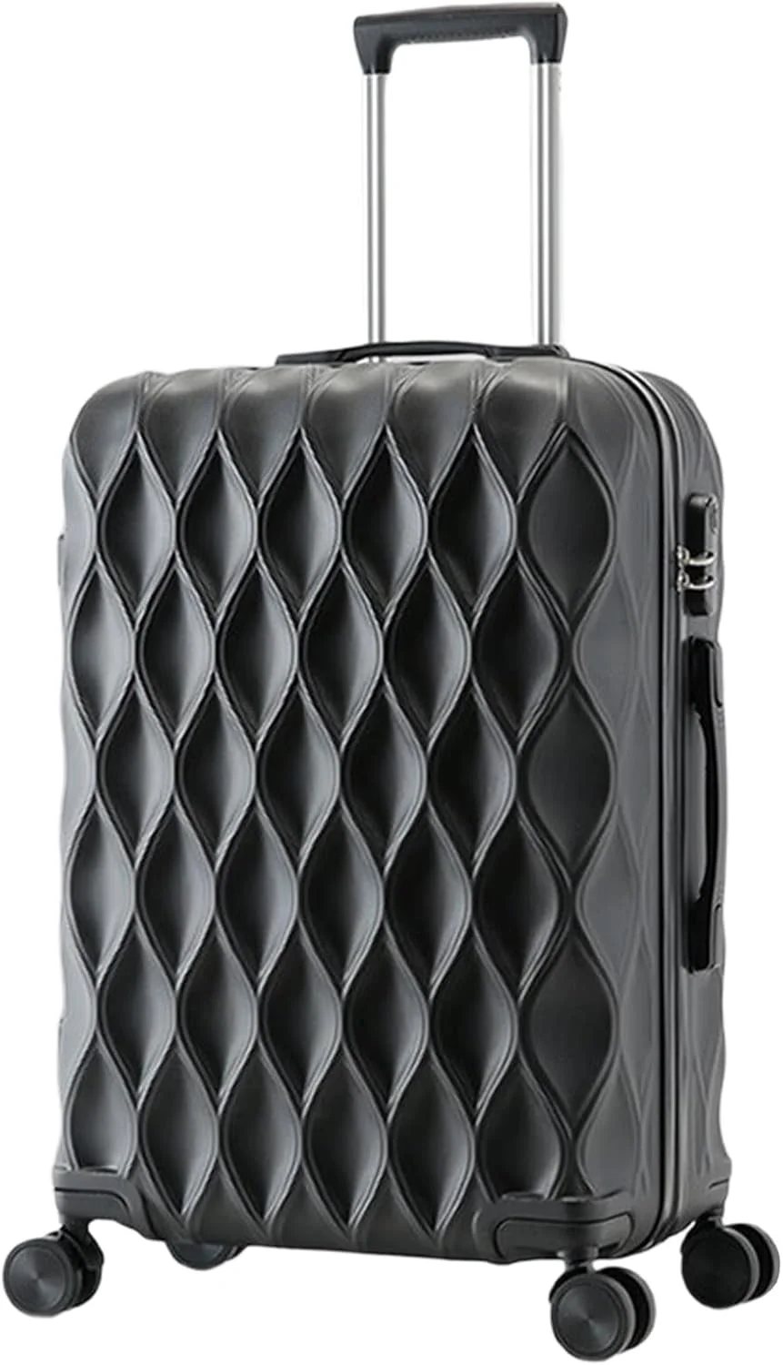 چمدان سخت ۲۴ اینچی ROCAKCAMEL با ۴ چرخ گردان، چمدان بادوام ABS با پوسته سخت برای مسافرت، چمدان سایز بزرگ (مشکی، ۲۴ اینچ)