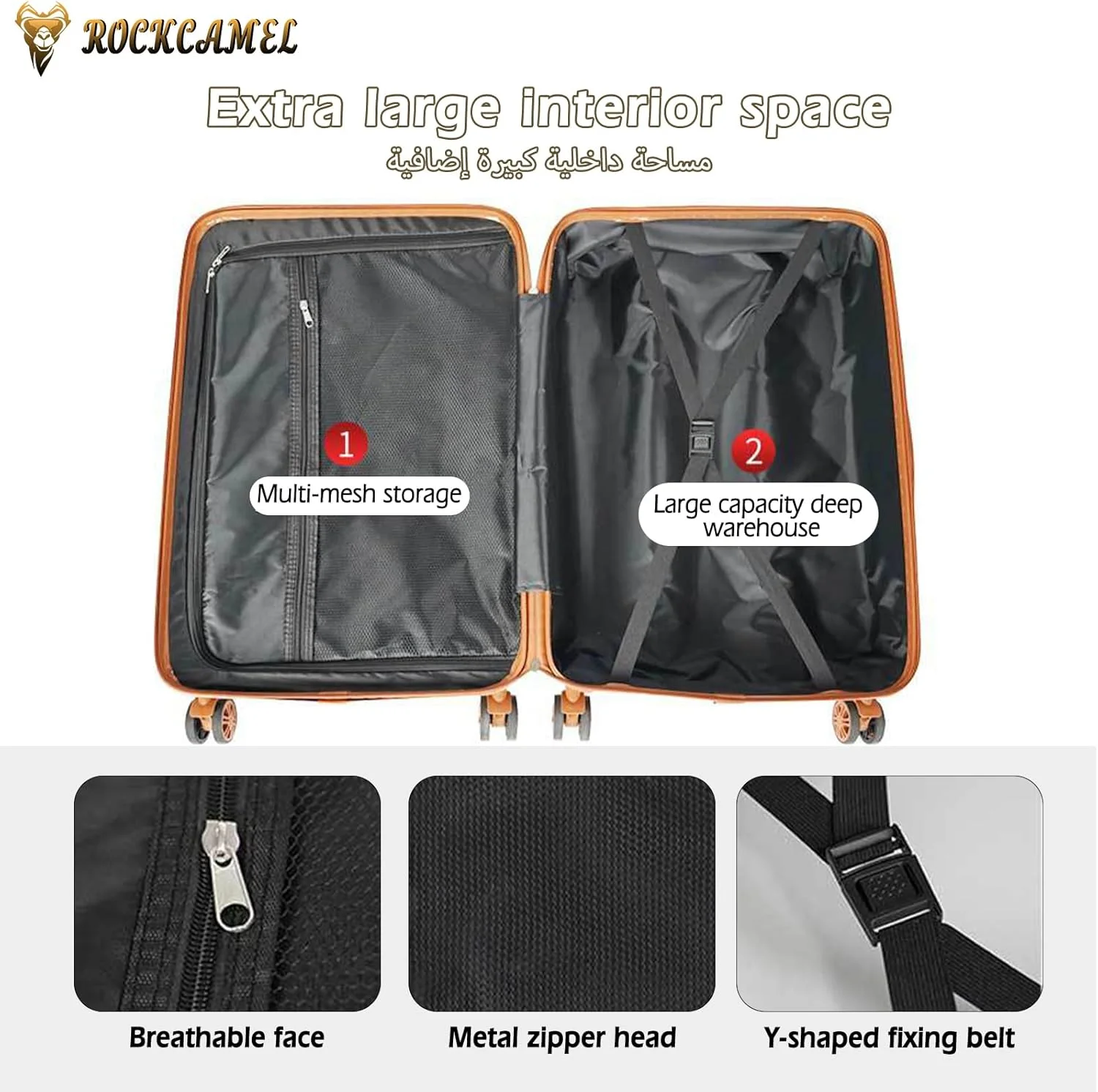 چمدان سخت ۲۴ اینچی با ۴ چرخ گردان، چمدان بادوام ABS ۲۴ اینچی برای سفر های مشترک (چمدان کابین، سبز، ۲۴ اینچ)