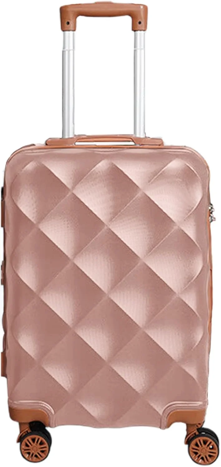 چمدان سخت ۲0 اینچی با ۴ چرخ گردان، چمدان بادوام ABS ۲0 اینچی برای سفر های تک جنسیتی (چمدان کابین، صورتی، ۲0 اینچ)