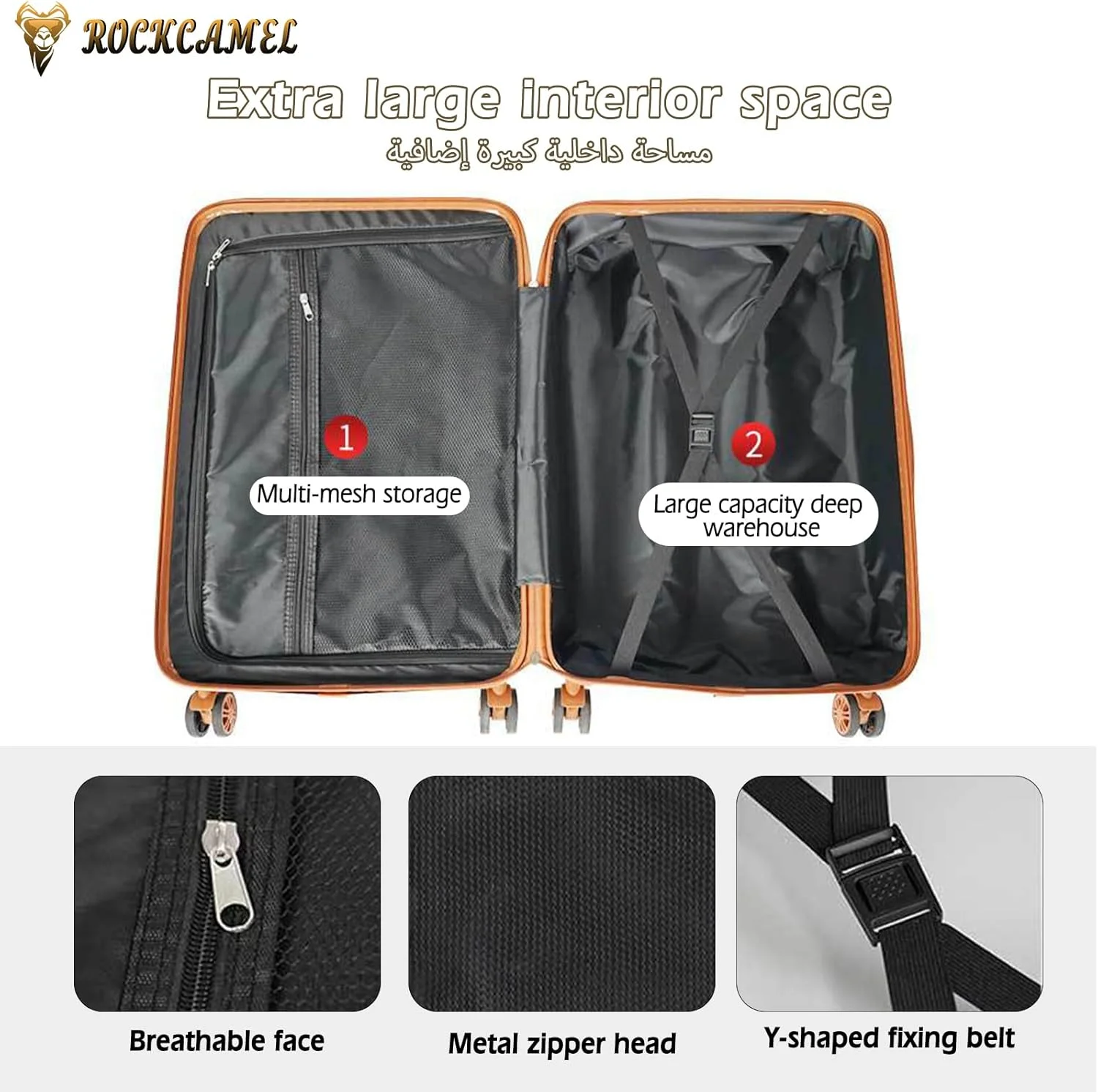 چمدان سخت ۲0 اینچی با ۴ چرخ گردان، چمدان بادوام ABS ۲0 اینچی برای سفر های تک جنسیتی (چمدان کابین، صورتی، ۲0 اینچ)