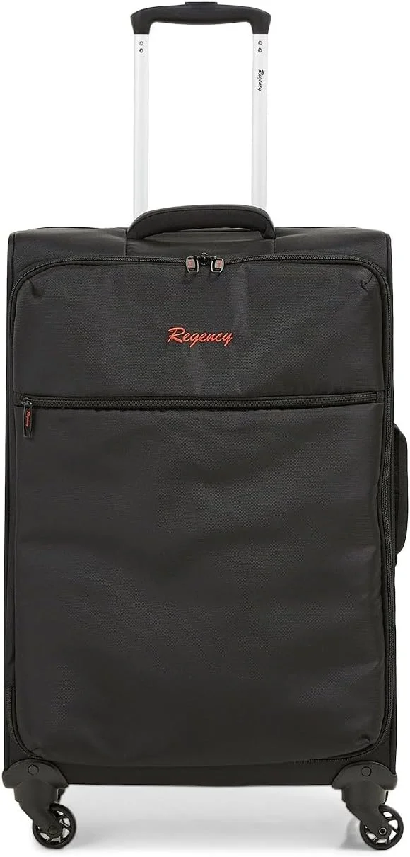 چمدان چرخدار متوسط ریجنسی مدل Ultra-lite Softside سایز 24 اینچ، مشکی، ابعاد 41L x 23W x 61H سانتی متر، ظرفیت 41 لیتر