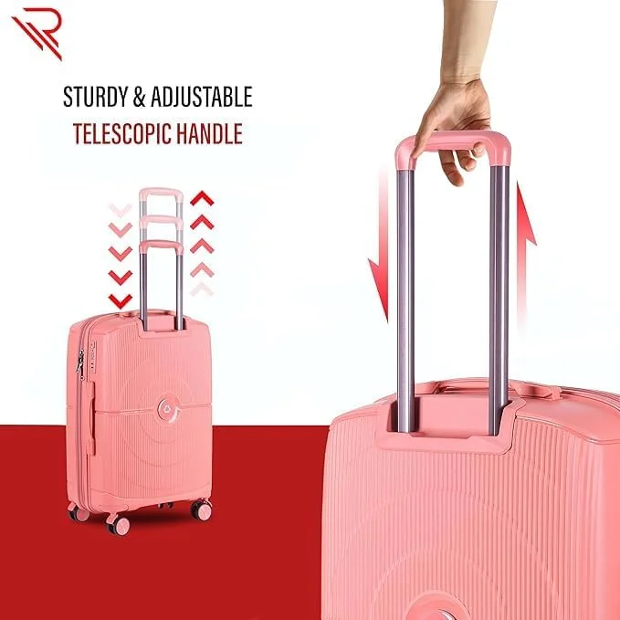 چمدان کابین سایز PP Reflection، بدنه سخت سبک وزن، بادوام، چمدان چرخدار سری Vertical با چرخ های دوبل و قفل TSA (رزگلد، سایز 24 اینچ)