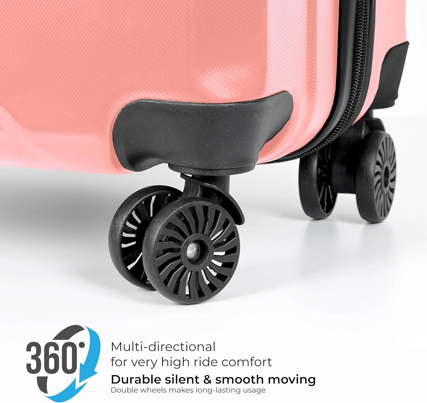 چمدان بازتاب JP، ضد خش، سبک و قابل افزایش حجم - چرخ های 360 درجه، چمدان ترولی سخت ABS، چمدان مسافرتی با چرخ های اسپینر