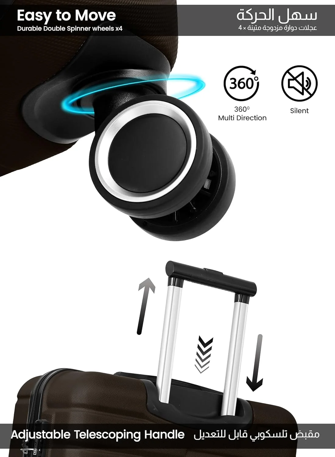 چمدان مسافرتی سخت پوسته سری POPGLIDE، یک تکه، بادوام، سبک وزن، سایز کابین 20 اینچ، ظرفیت حمل 10 کیلوگرم، جنس ABS، دارای 4 چرخ (خاکستری تیره)