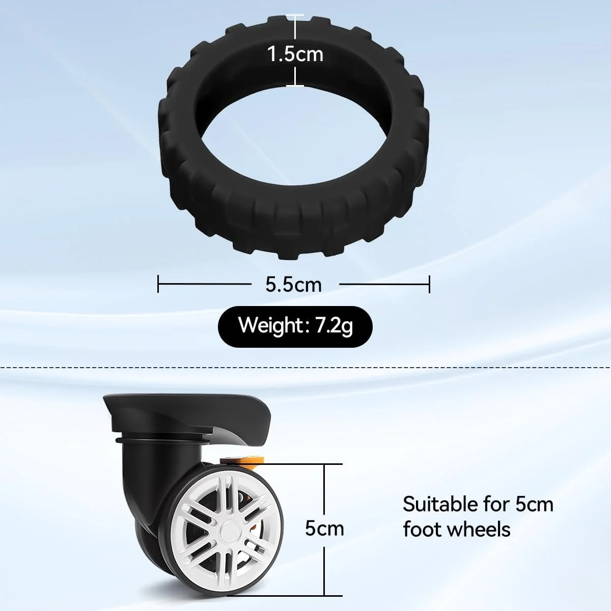 مجموعه 8 عددی روکش چرخ مبلمان، روکش چرخ چمدان مقاوم در برابر سایش برای محافظت بی صدا از کف صندلی (مشکی)